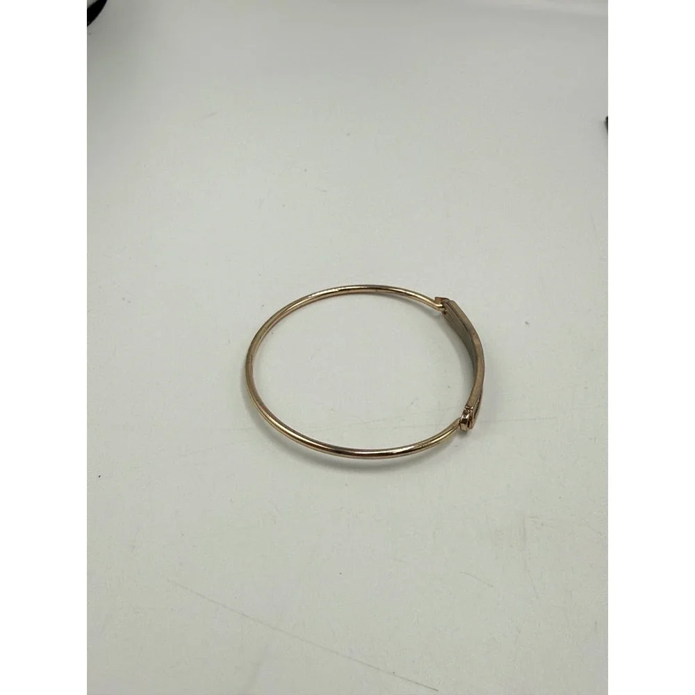 Rose Gold Tone Glitter Bar Hook Bangle Bracelet Minimalist Shimmer Jewelry